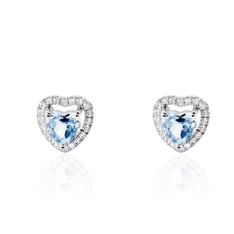 Boucles D'oreilles Puces Or Blanc Ashraf Topazes Oxydes De Zirconium - Puces Femme | Marc Orian