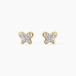 Boucles D'oreilles Puces Or Jaune Cercis Strass - Puces Enfant | Marc Orian