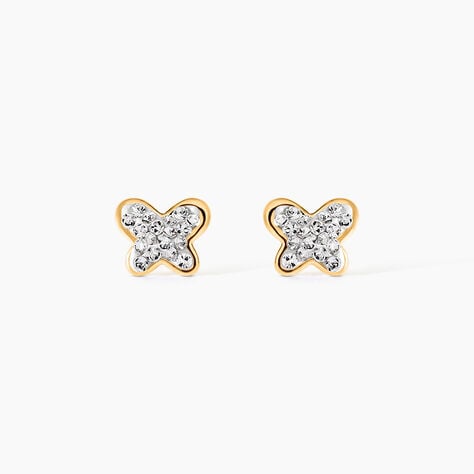 Boucles D'oreilles Puces Or Jaune Cercis Strass - Puces Enfant | Marc Orian