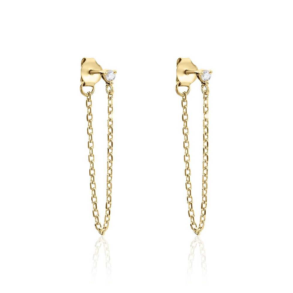 Boucles D'oreilles Pendantes Plaqué Or Lienard Oxydes De Zirconium - Pendantes Femme | Marc Orian