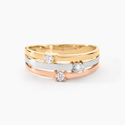 Bague Superposition Or Tricolore Diamant - Bagues 3 anneaux Femme | Marc Orian