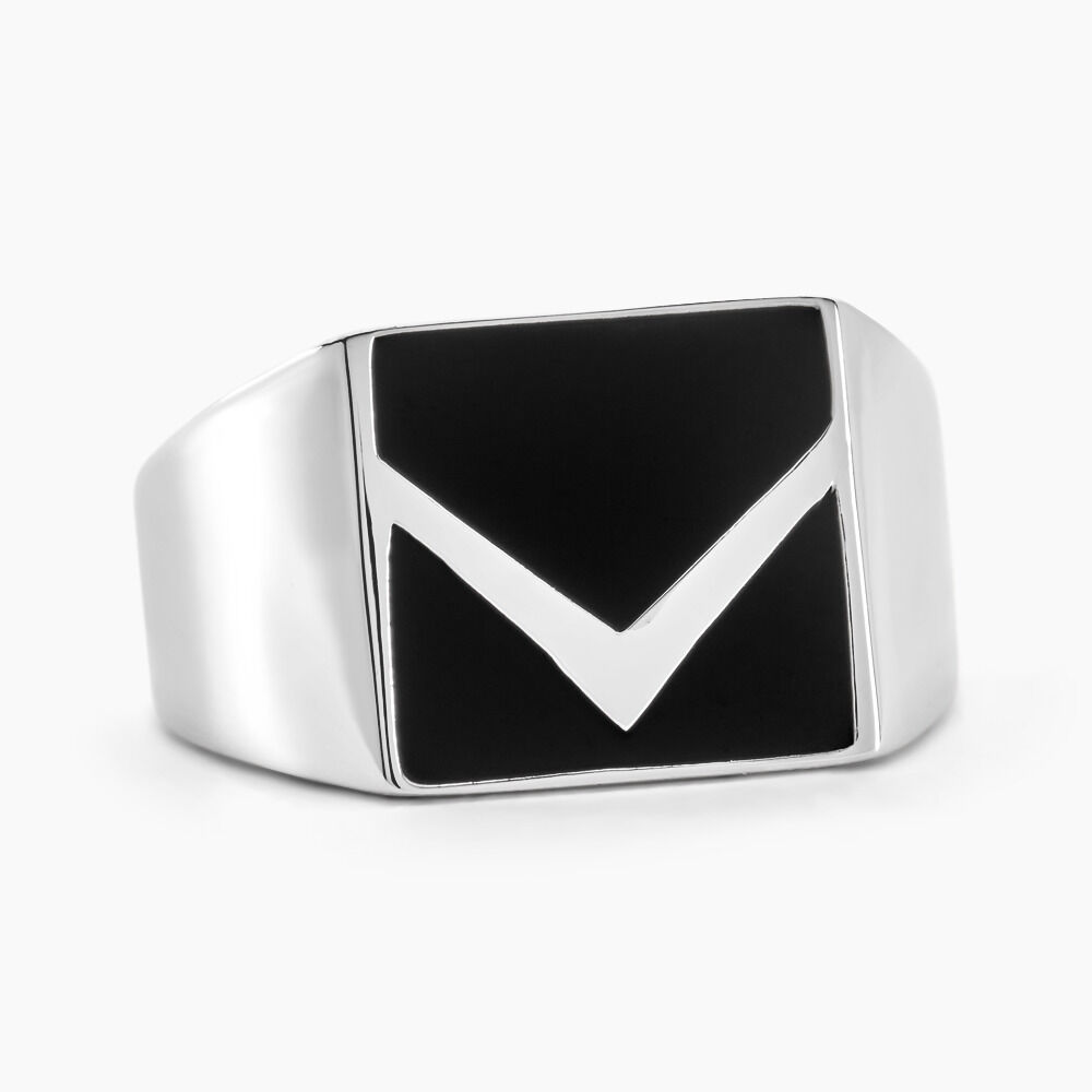 Chevalière Argent Blanc Christoffer Email - Chevalières Homme | Marc Orian