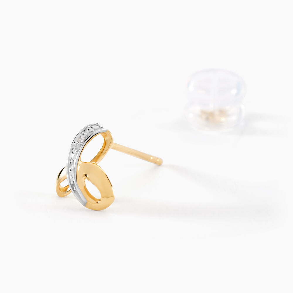 Boucles D'oreilles Puces Volute Or Jaune Diamant - Puces Femme | Marc Orian