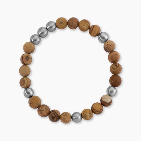 Bracelet Adonis Acier Blanc Jaspe Africain - Bracelets cha&icirc;nes Homme | Marc Orian