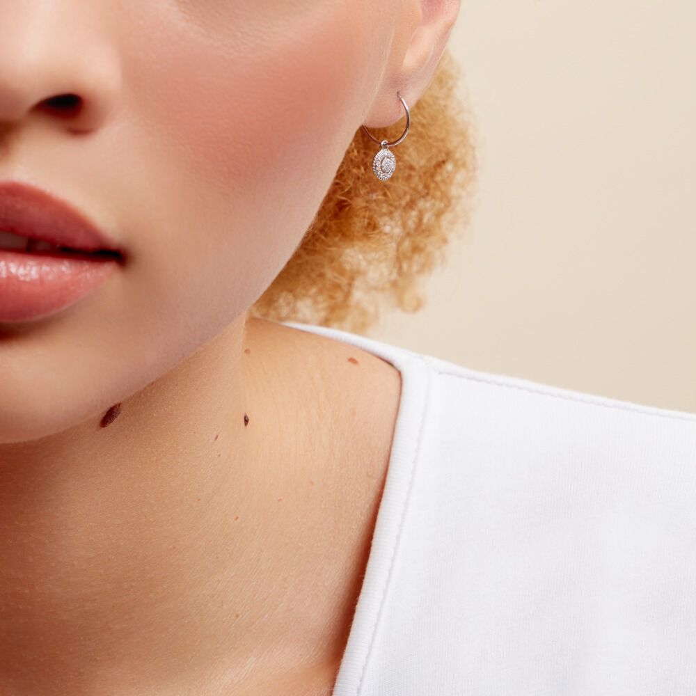 Créoles Lulu Or Blanc Oxyde - Créoles Femme | Marc Orian