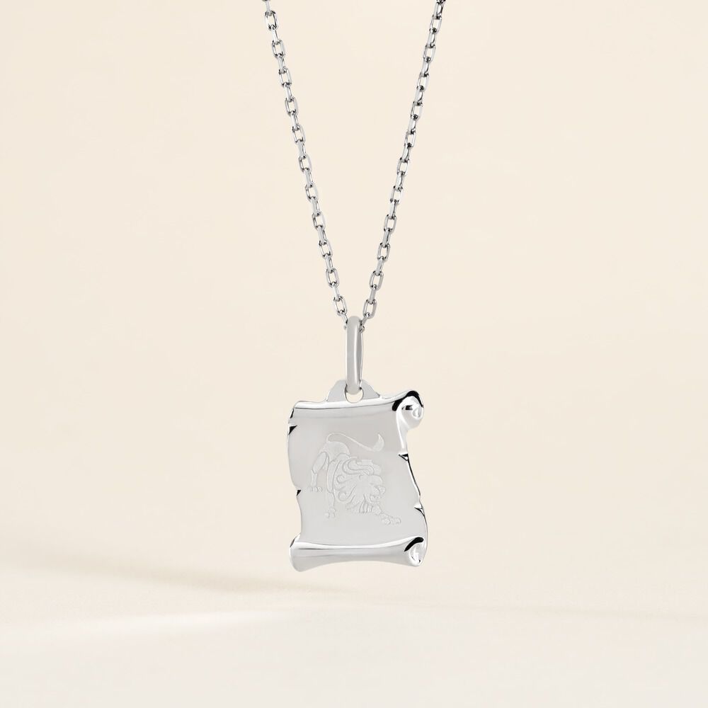 Pendentif Zodiaque Parchemin Argent Blanc - Bijoux personnalis&eacute;s Famille | Marc Orian