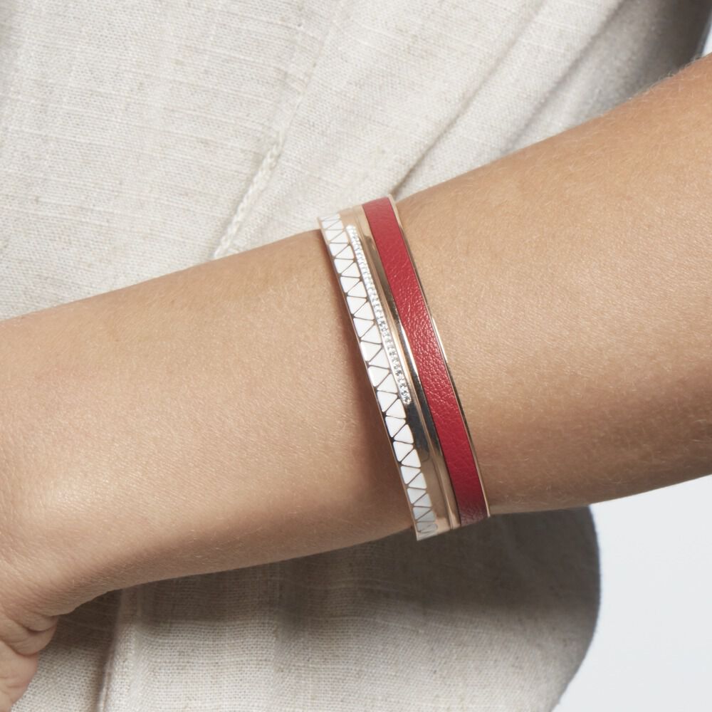 Bracelet Jonc Imagine Victoriano Acier Rose Strass - Bracelets cuir Femme | Marc Orian