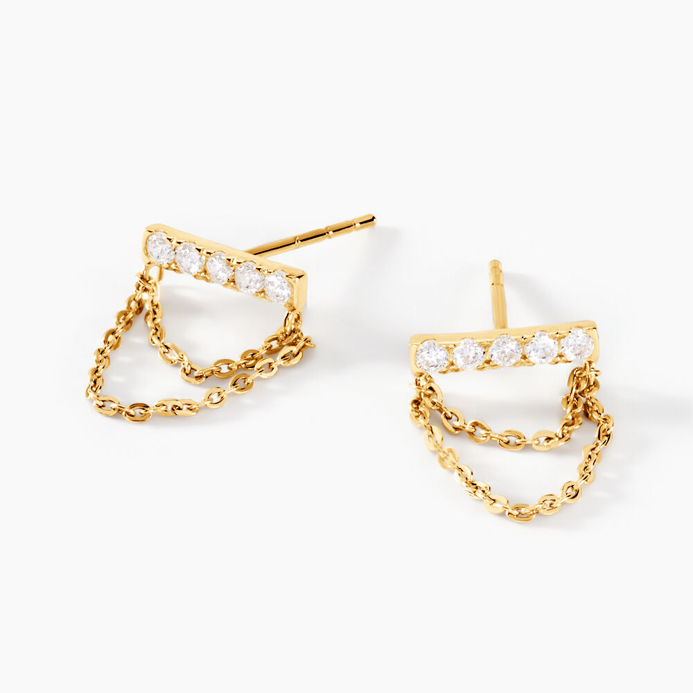 Boucles D'oreilles Puces Akilina Or Jaune Oxyde De Zirconium - Puces Femme | Marc Orian