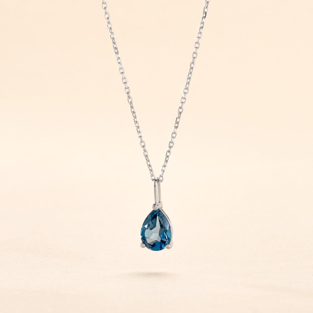 Collier Goutte Or Blanc Topaze - Colliers avec pierres Femme | Marc Orian