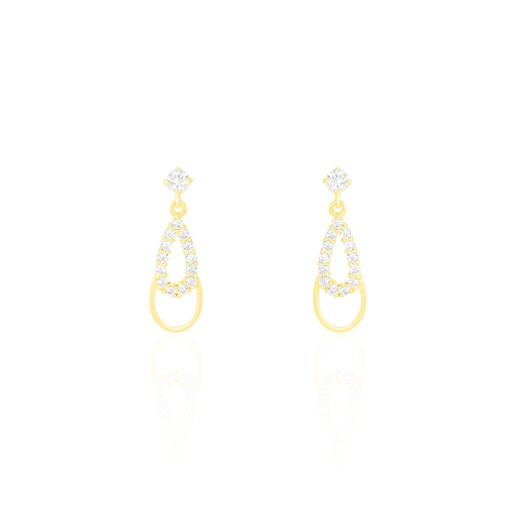 Boucles D'oreilles Pendantes Britain Or Jaune Oxyde De Zirconium - Pendantes Femme | Marc Orian
