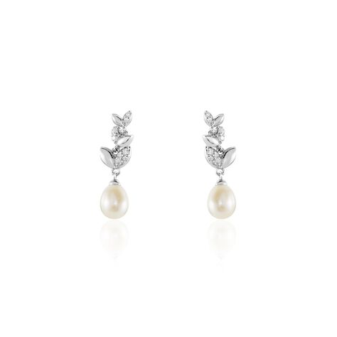 Boucles D'oreilles Pendantes Giambattista Argent Blanc Perle Et Oxyde - Boucles d'oreilles Pendantes Femme | Marc Orian