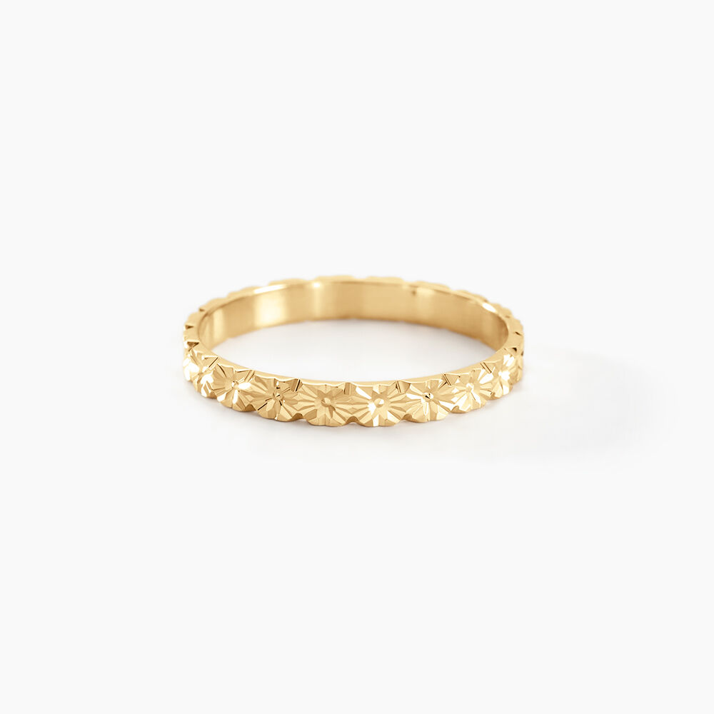 Alliance Fleur Diamantee Ruban Plat Or Jaune - Alliances duo Unisex | Marc Orian