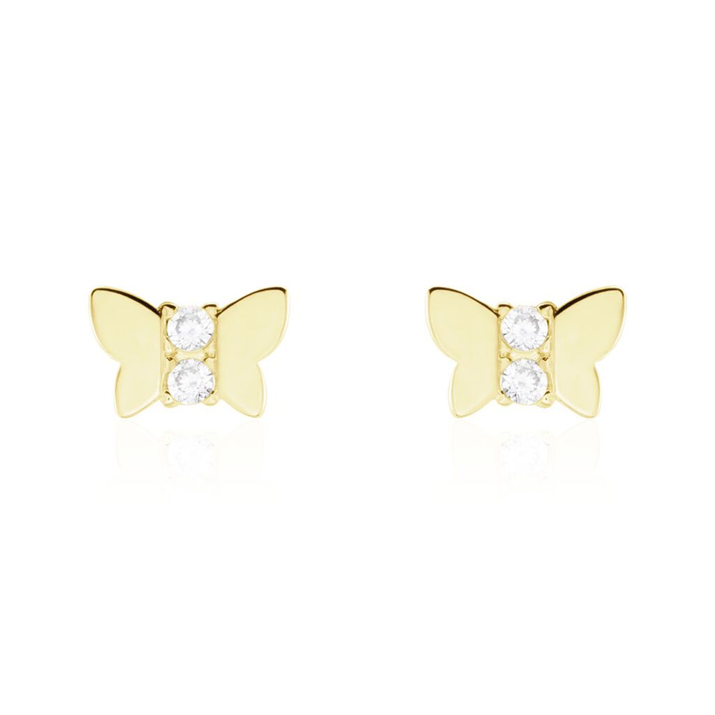 Boucles D'oreilles Puces Evaelle Papillon Or Jaune Oxyde De Zirconium - Clous d'oreilles Femme | Marc Orian