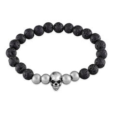 Bracelet Leto Acier Blanc Pierre De Lave - Bracelets chaînes Homme | Marc Orian