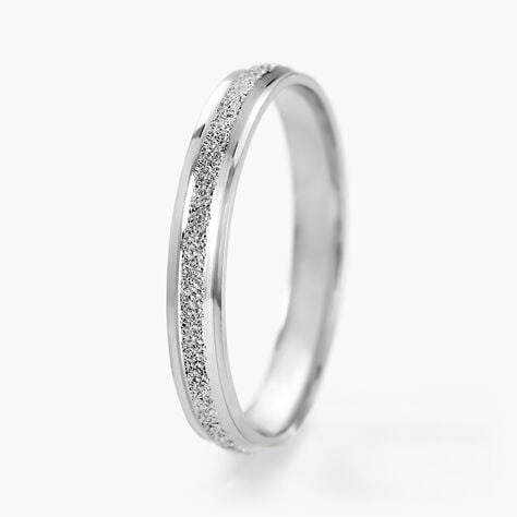 Alliance Caroline Sablee Ruban Plat Or Blanc - Alliances duo Femme | Marc Orian
