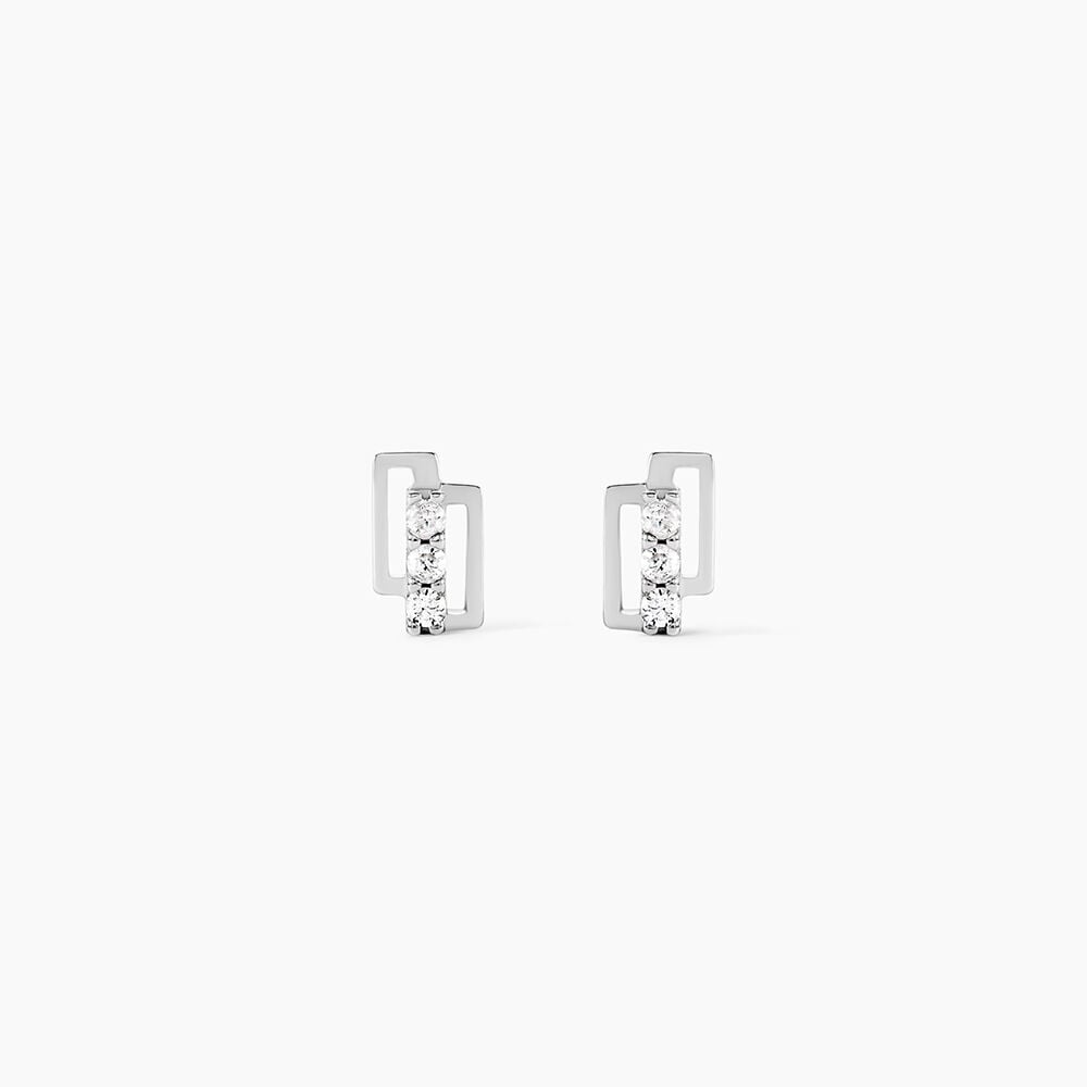 Boucles D'oreilles Puces Eoin Or Blanc Oxyde De Zirconium - Puces Femme | Marc Orian