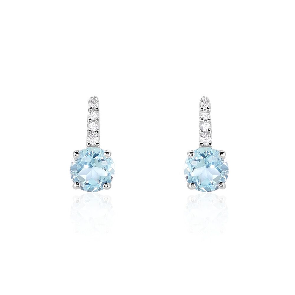 Bijoux D'oreilles Monroe Or Blanc Topaze Oxyde De Zirconium - Puces Femme | Marc Orian