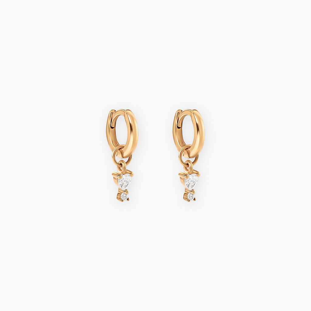 Cr&eacute;oles Natty Plaqu&eacute; Or Jaune Oxyde De Zirconium - Boucles d'oreilles pampille Femme | Marc Orian