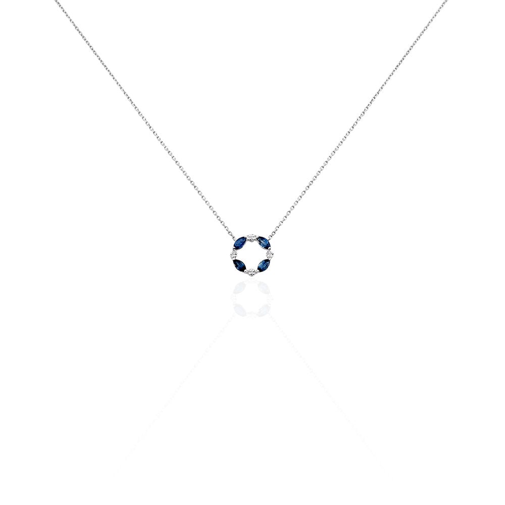 Collier Arlina Or Blanc Saphir Et Diamant - Colliers avec pierres Femme | Marc Orian