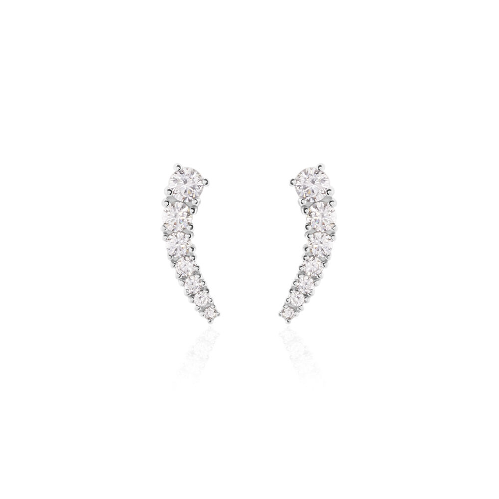 Boucles D'oreilles Grimpantes Aldrick Argent Blanc Oxyde De Zirconium - Piercings d'oreilles Femme | Marc Orian