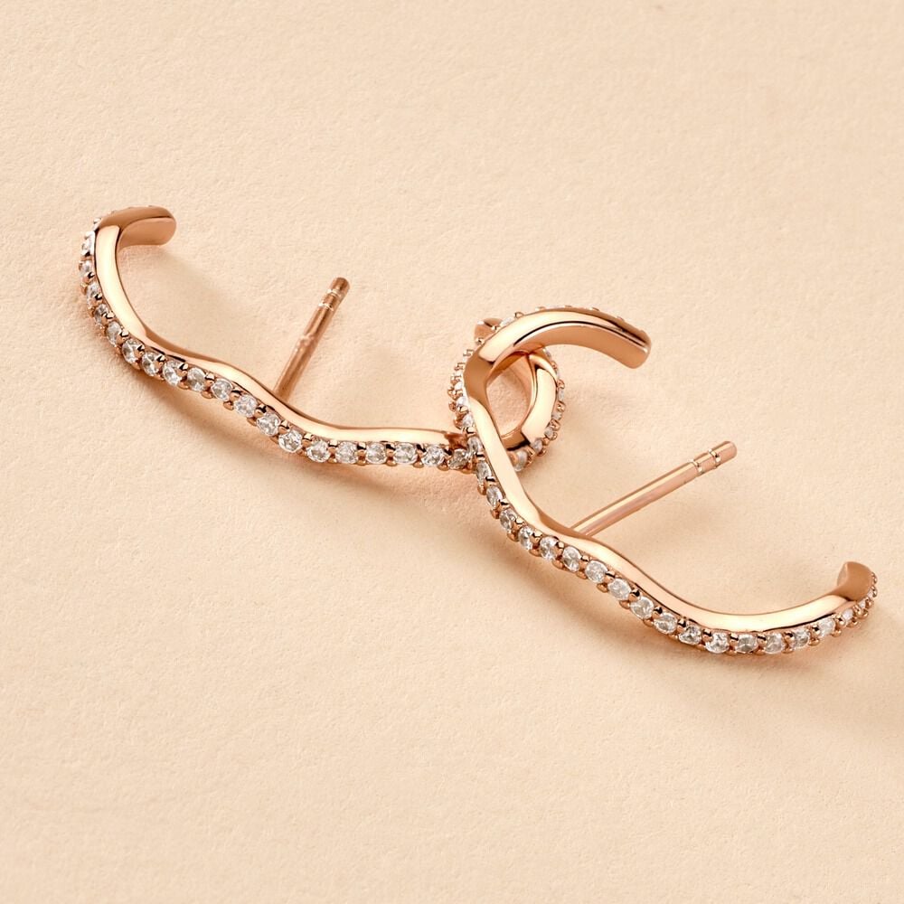 Boucles D'oreilles Lowri Argent Rose Oxyde De Zirconium - Créoles Femme | Marc Orian