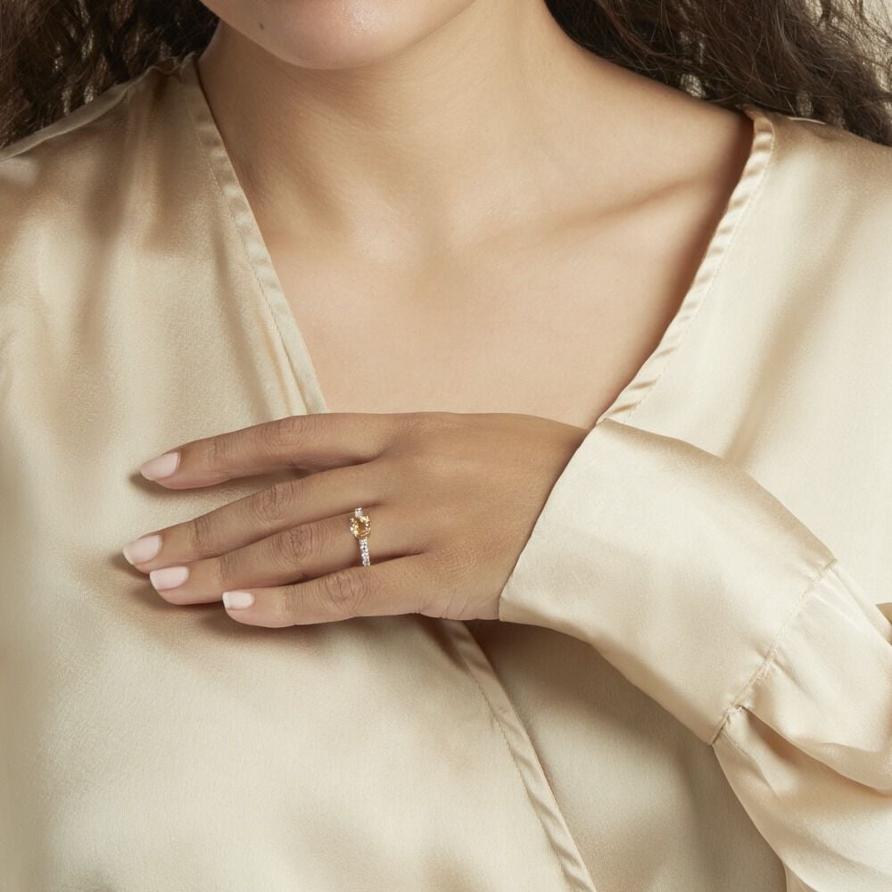 Bague Or Jaune Monroe Citrine Oxydes De Zirconium - Bagues pierres fines Femme | Marc Orian