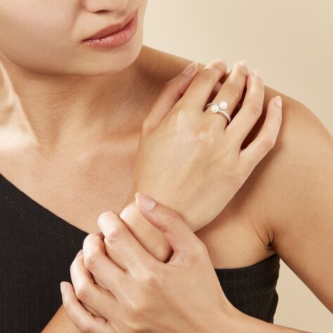Bague Ajustable Argent Blanc Jeronimo Perle Oxydes De Zirconium - Bague fantaisie Femme | Marc Orian