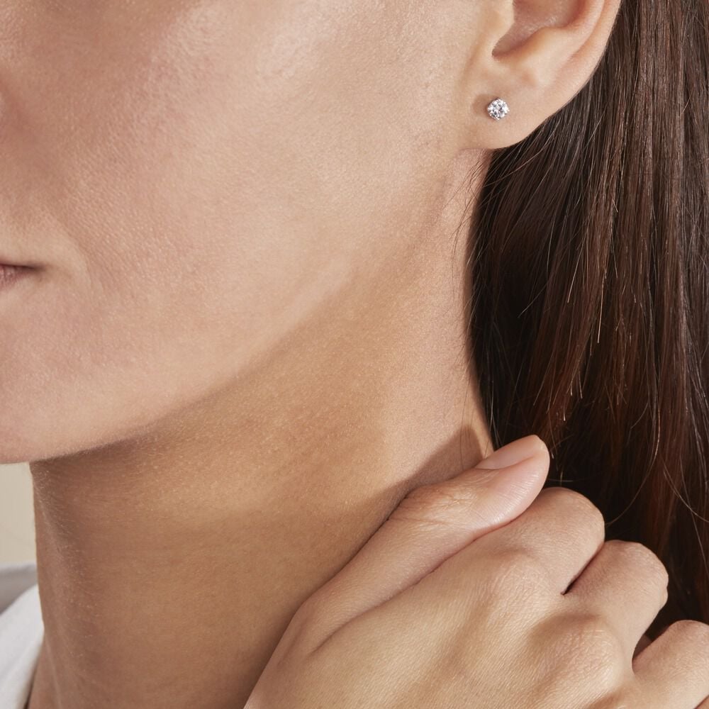 Boucles D'oreilles Puces Or Blanc  Diamants Synthétique - Boucles d'oreilles mariage Femme | Marc Orian