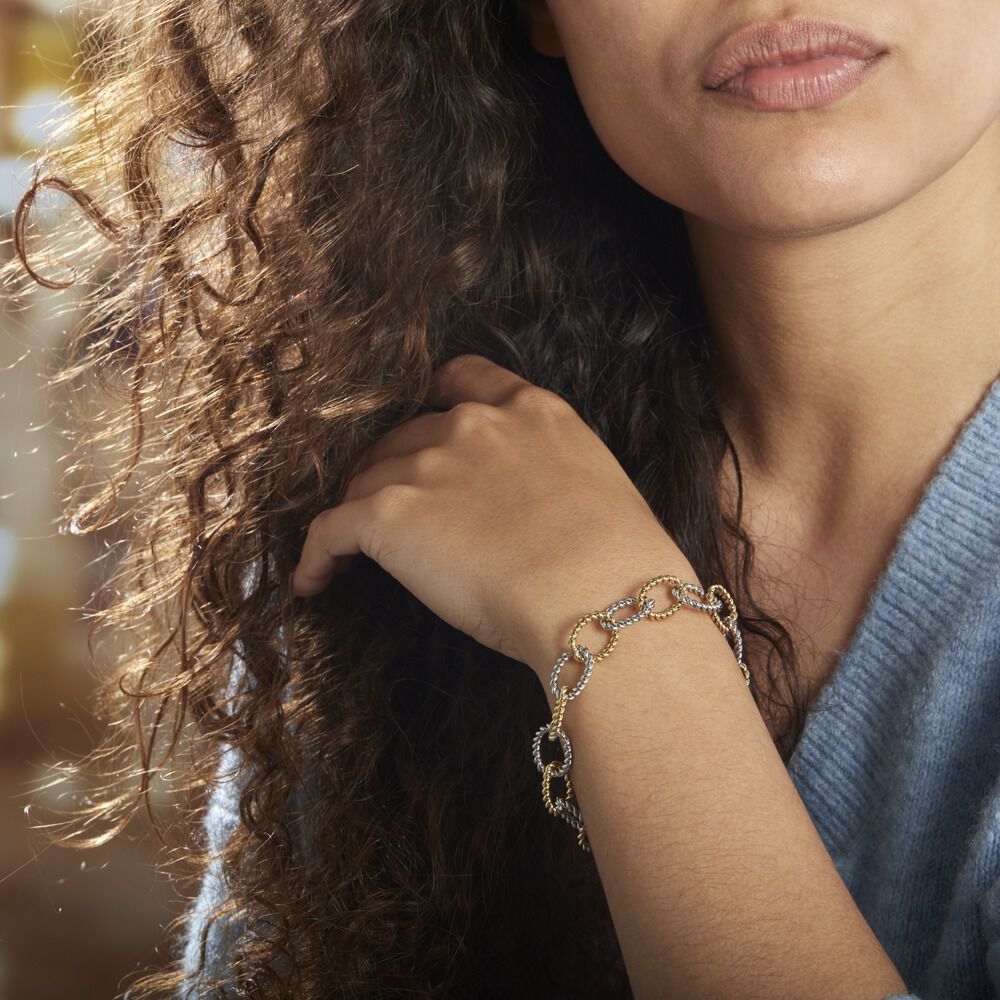 Bracelet Acier Blanc Et Dore Alparslan - Bracelets chaînes Femme | Marc Orian