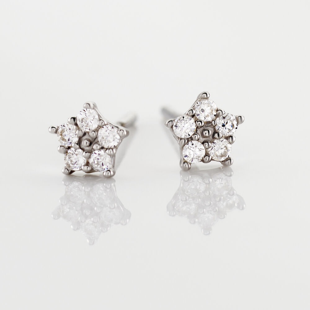 Boucles D'oreilles Puces Elais Etoile Or Blanc Oxyde De Zirconium - Puces Famille | Marc Orian