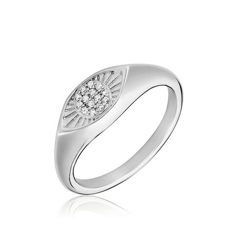 Chevalière Evalyn Argent Blanc Oxyde De Zirconium - Chevalières Femme | Marc Orian