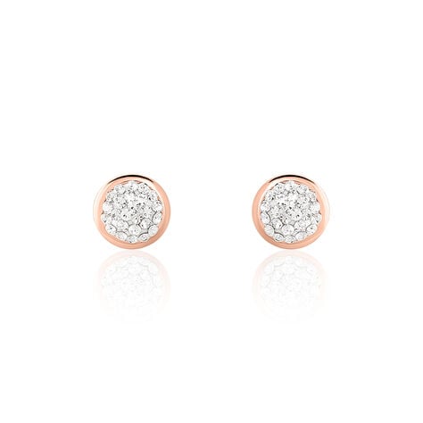 Boucles D'oreilles Puces Edmee Cercle 0 Or Rose Strass - Puces Femme | Marc Orian