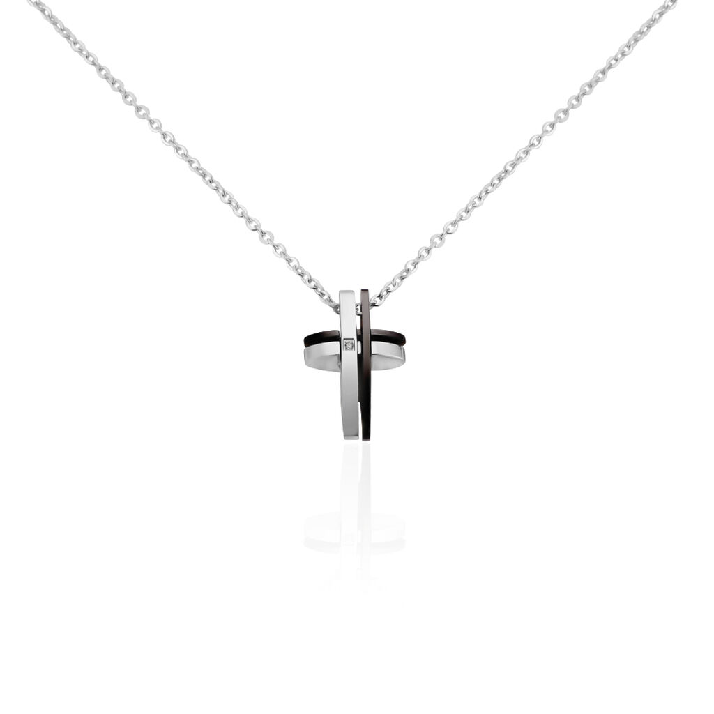 Collier Ruya Acier Bicolore Oxyde De Zirconium - Colliers avec pierres Homme | Marc Orian