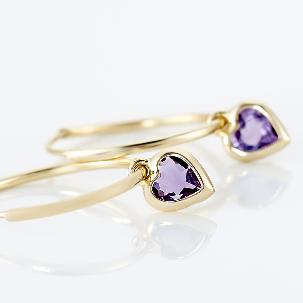 Créoles Marsie Coeur Or Jaune Amethyste - Créoles Femme | Marc Orian