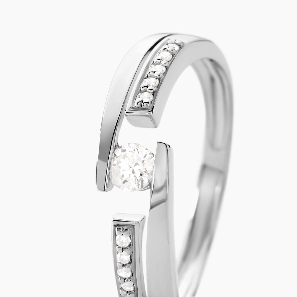 Bague Solitaire Elisa Or Blanc Diamant - Parures de mariage Femme | Marc Orian