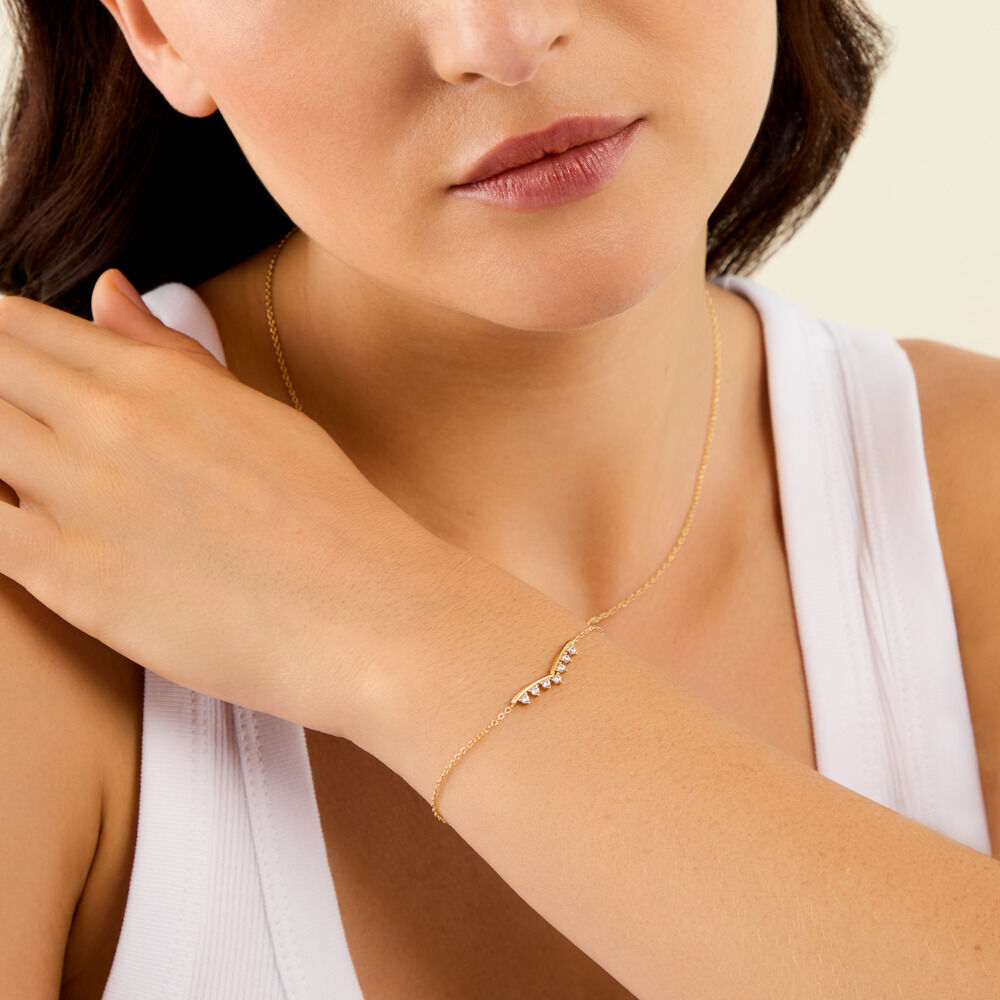 Bracelet Ombeline Argent Dor&eacute; A L'Or 750/1000 Oxyde De Zirconium - Bracelets cha&icirc;nes Femme | Marc Orian