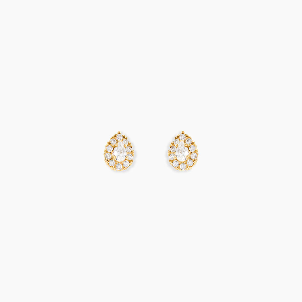 Boucles D'Oreilles Puces Pilvi Or Jaune Oxyde De Zirconium - Puces Femme | Marc Orian