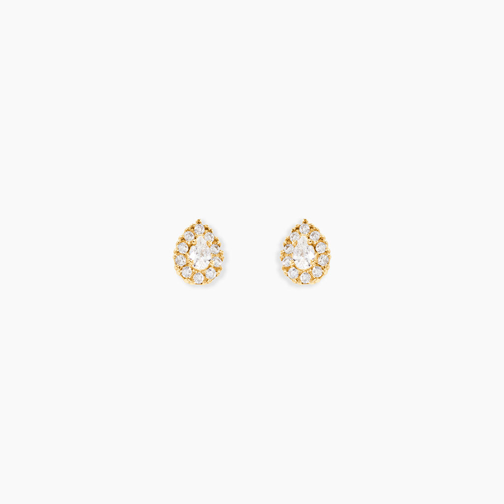 Boucles D'Oreilles Puces Pilvi Or Jaune Oxyde De Zirconium - Puces Femme | Marc Orian