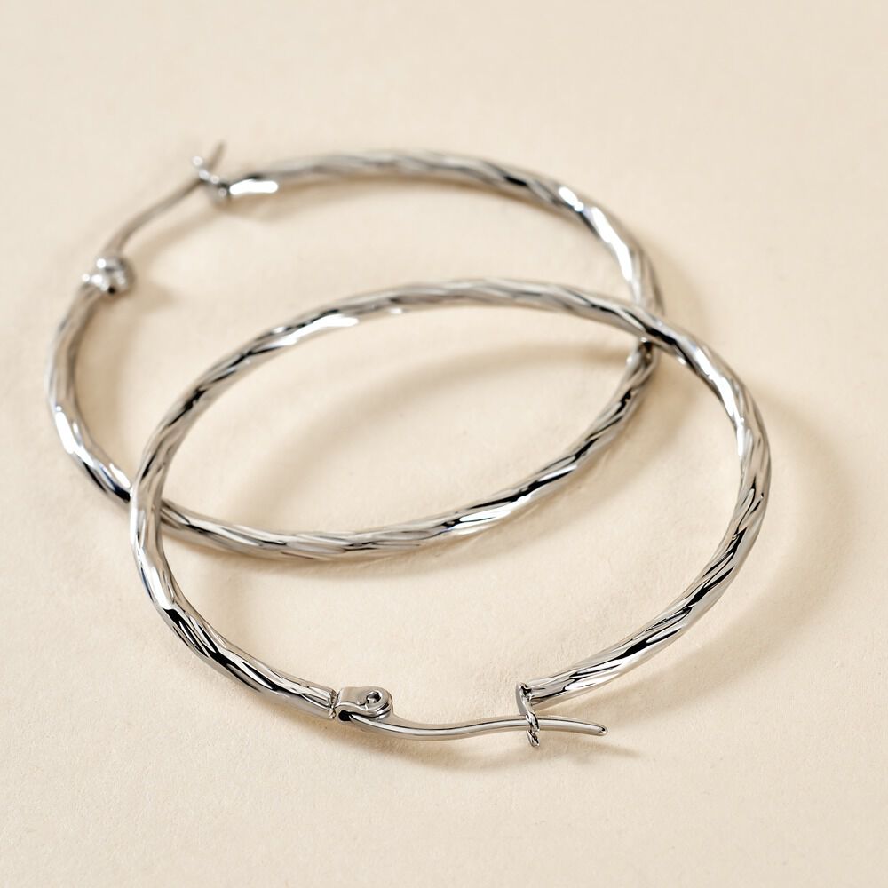 Créoles Esaias Acier Blanc - Créoles Femme | Marc Orian