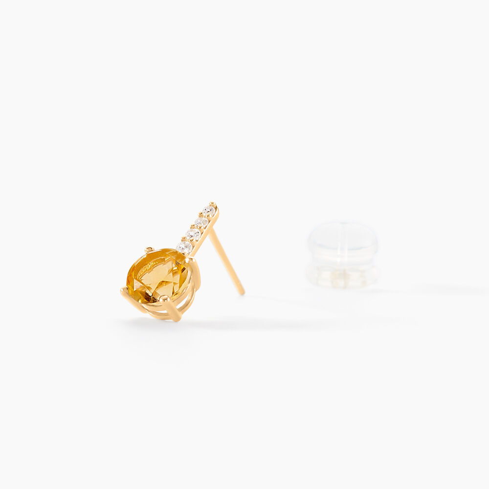 Boucles D'oreilles Puces Monroe Or Jaune Citrine Oxyde De Zirconium - Puces Femme | Marc Orian