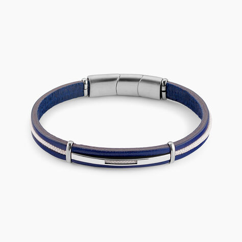 Bracelet Cuir De Vache Bleu - Bracelets cuir Homme | Marc Orian