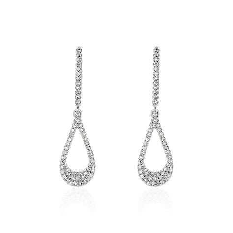 Boucles D'oreilles Pendantes Or Blanc Abilene Diamants - Pendantes Femme | Marc Orian