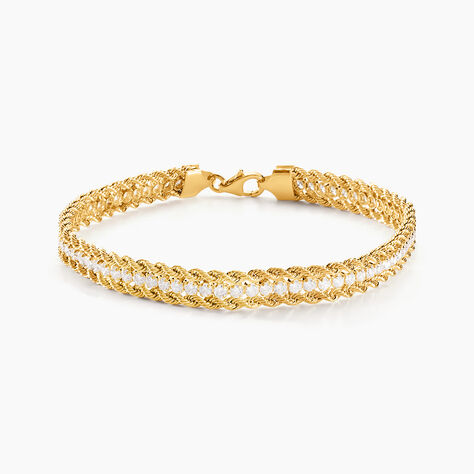 Bracelet Jerry Maille Corde 3 Rangs Or Bicolore Oxyde De Zirconium - Mix and Match Femme | Marc Orian