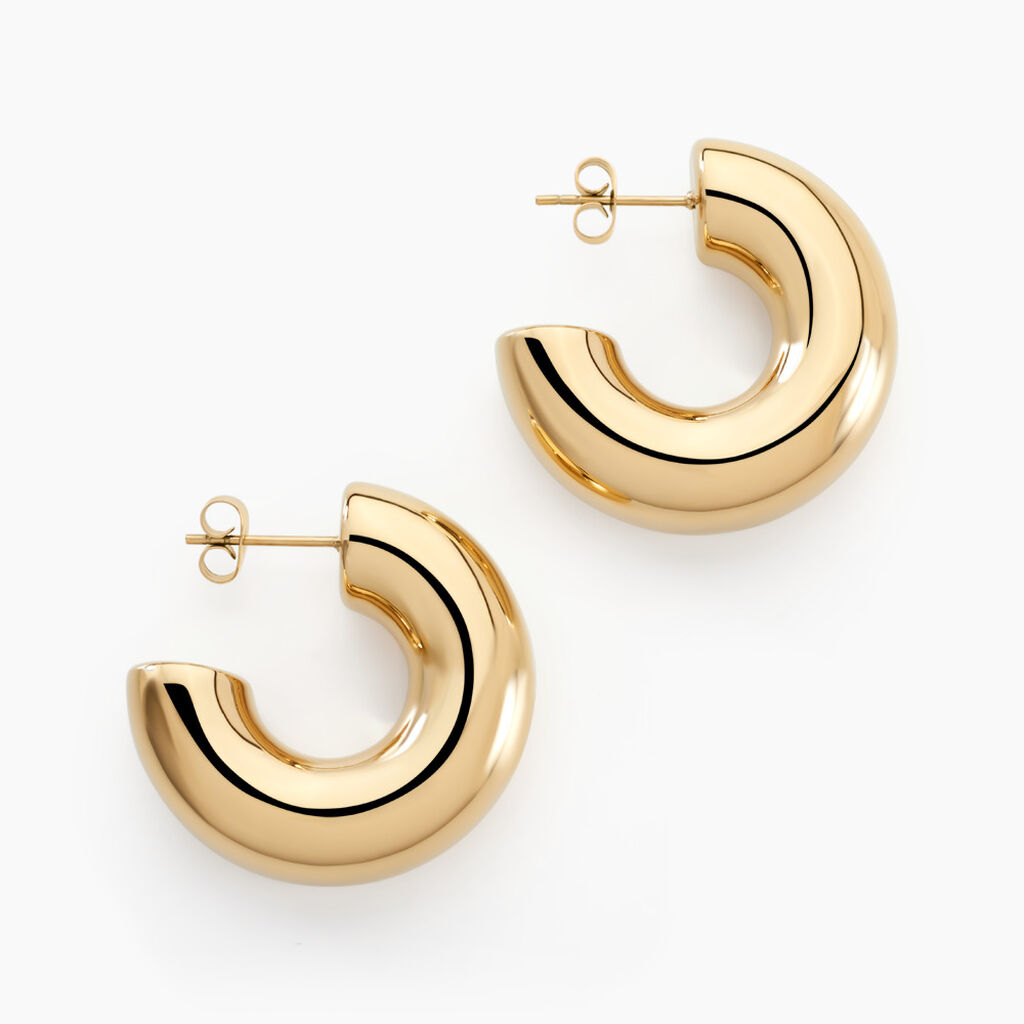 Créoles Letty Acier Jaune Sans Pierre - Créoles Femme | Marc Orian