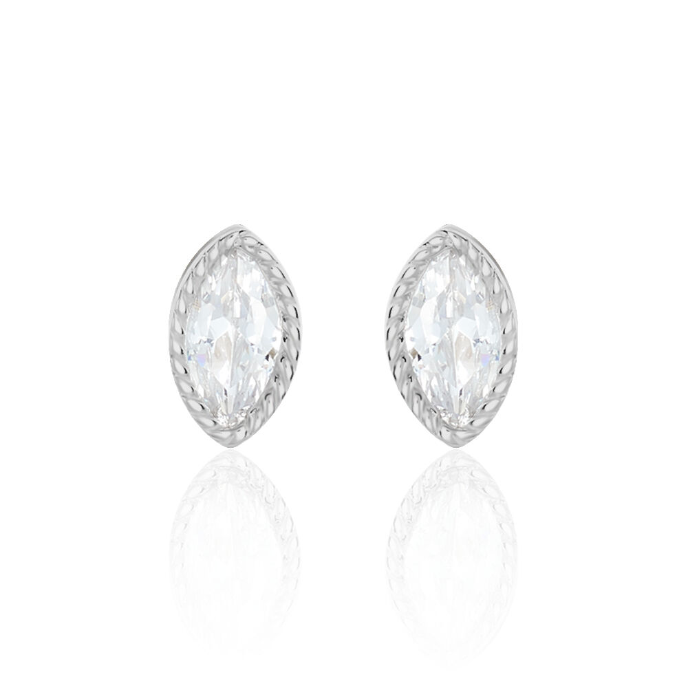 Boucles D'oreilles Puces Hermance Argent Blanc Oxyde De Zirconium - Puces Femme | Marc Orian