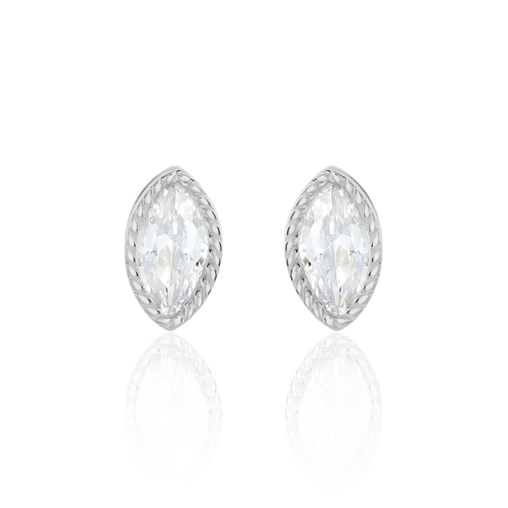 Boucles D'oreilles Puces Hermance Argent Blanc Oxyde De Zirconium - Puces Femme | Marc Orian