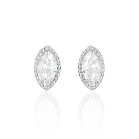 Boucles D'oreilles Puces Hermance Argent Blanc Oxyde De Zirconium - Puces Femme | Marc Orian