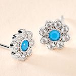 Boucles D'oreilles Puces Aurel Argent Blanc Turquoise Oxyde - Puces Femme | Marc Orian