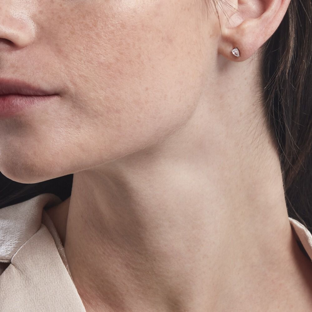 Boucles D'oreilles Puces Anaru Argent Blanc Oxyde De Zirconium - Puces Femme | Marc Orian