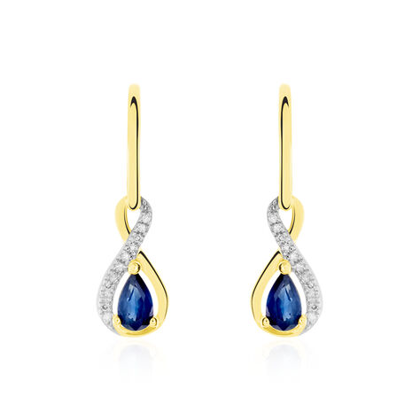 Boucles D'oreilles Danaides Or Jaune Saphir Diamant Diamant - Pendantes Femme | Marc Orian